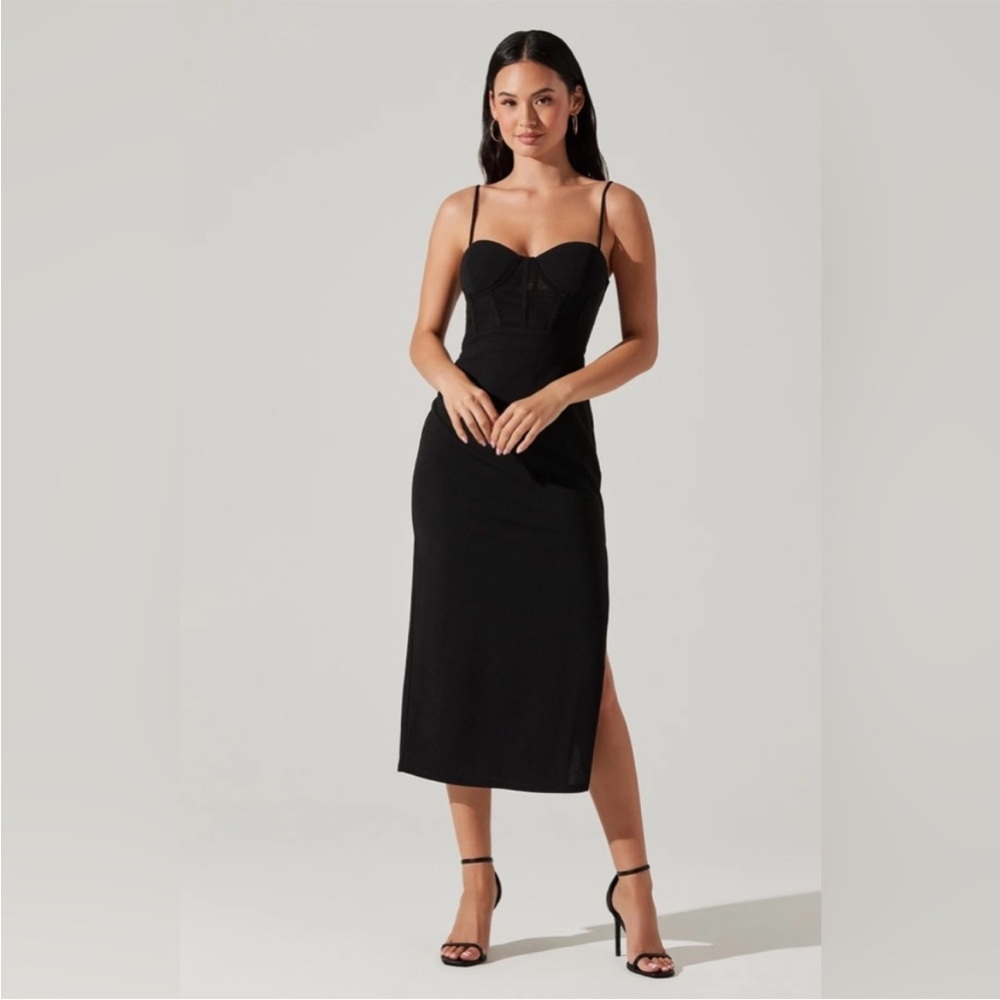 NWT ASTR THE LABEL contrast mesh bustier Black Strapless Dress size small